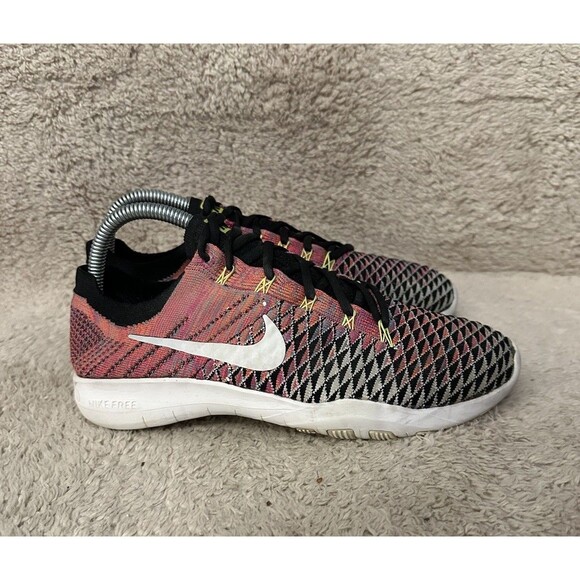 Nike Free TR Flyknit Training Shoes Sneakers Pink Black Running Women's Size 7.5 - Picture 1 of 10